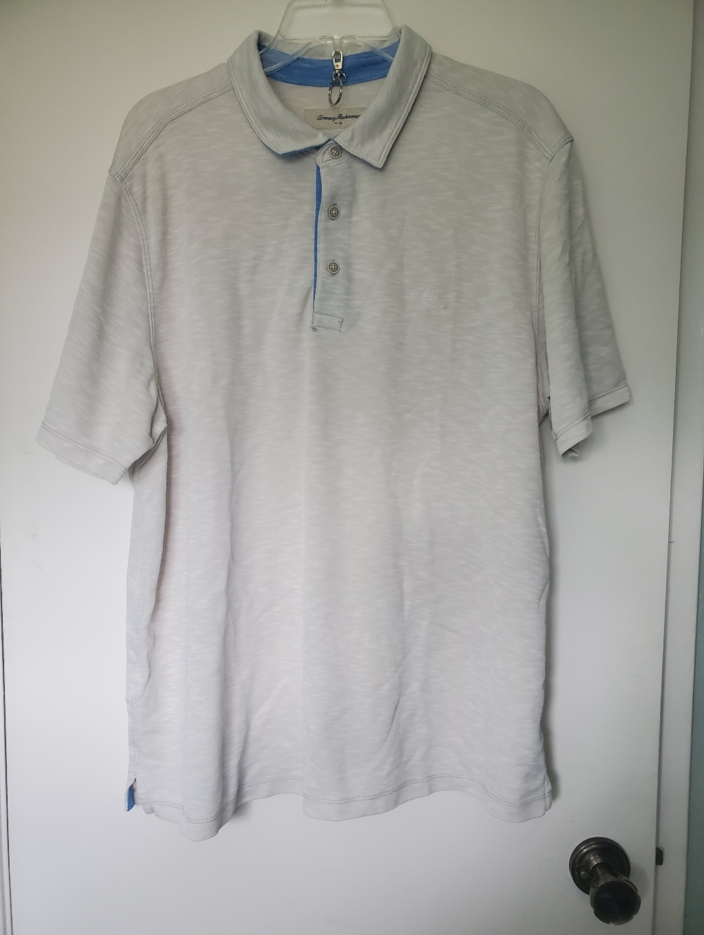 Tommy Bahama Men's Off White Polo Short Sleeve 3 Button Shirt Sz XL Golf Model